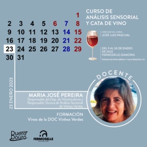 María José Pereira de Vinhos Verdes en el Curso de Análisis Sensorial y Cata de Vinos de AECT Duero-Douro.